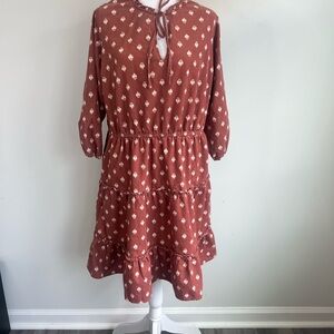 Boho Tiered Ruffle Midi‎ Dress Rust Floral Print 14/16W from cato